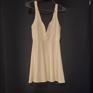 Lulu's Cream Sleeveless V-Neck Dress